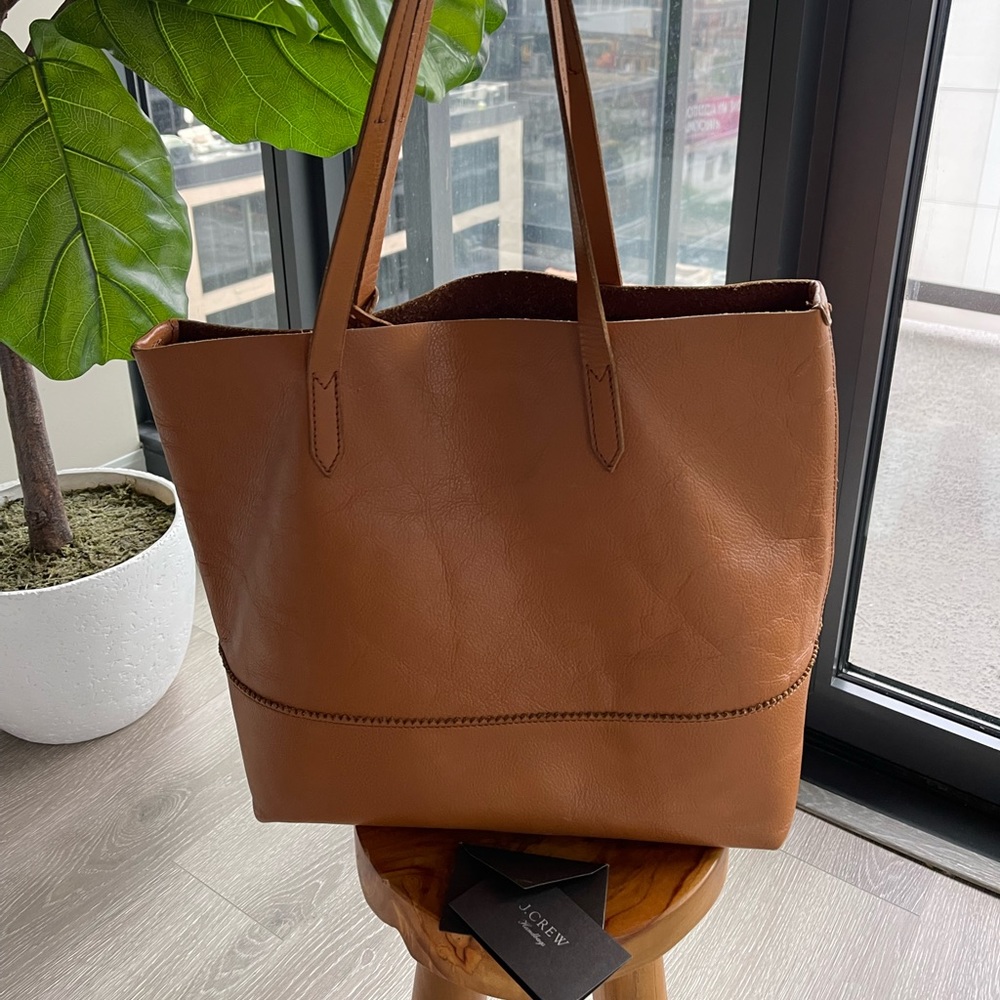 JCrew tan leather tote